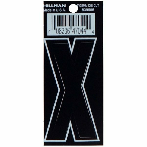 Hillman Letter, Character: X, 3 in H Character, Black/White Character, Black Background, Vinyl 839606